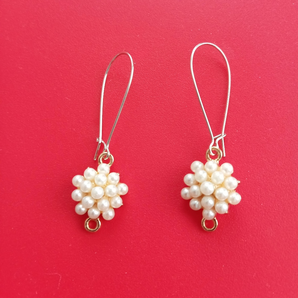 New dangling freshwater pearl statement drop earrings hand crafted